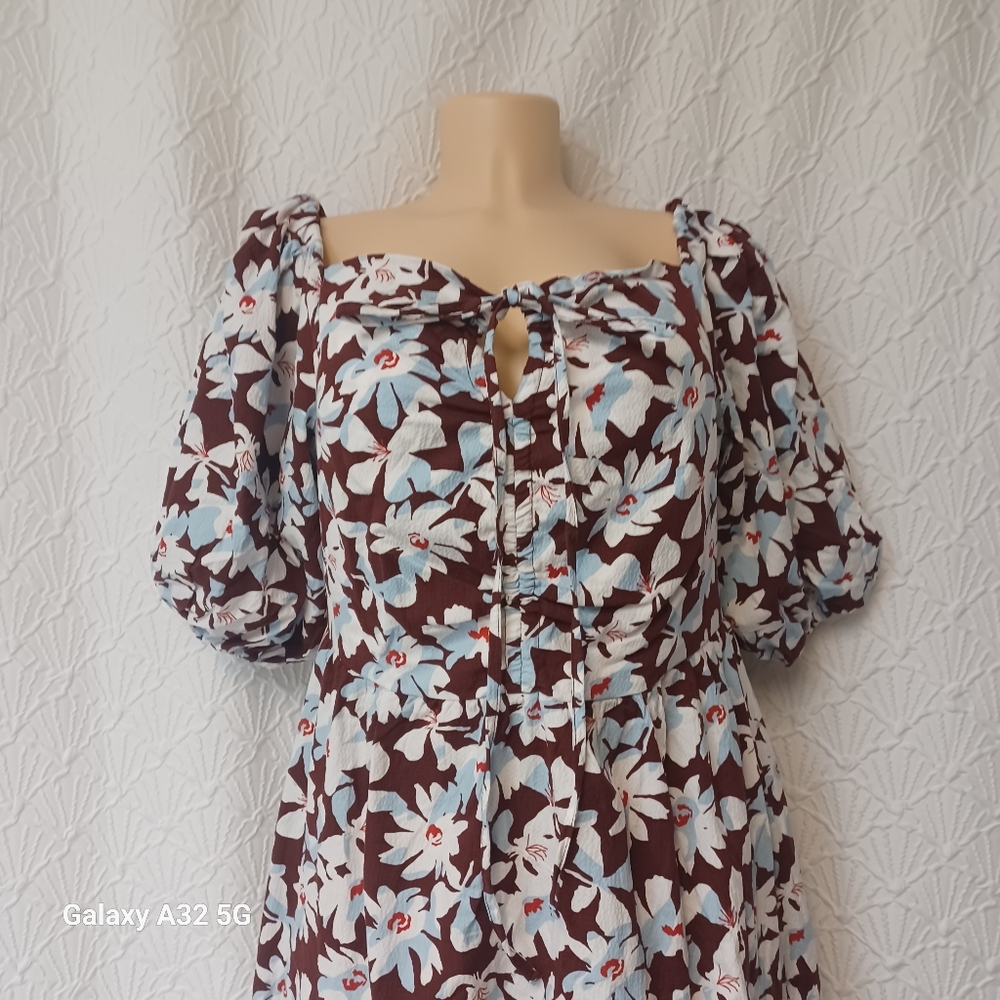 New Free Assembly Size M Floral Brown and White Dress - Picture 4 of 15